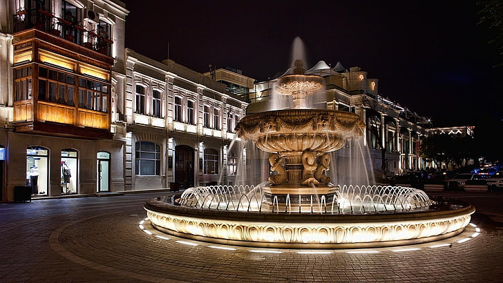 Fountain with Evening Illumination